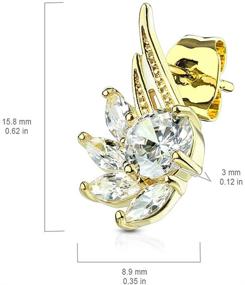 img 3 attached to Elegant MoBody One Pair Cubic Zirconia Angel Wings Surgical Steel Stud Earrings for Girls and Women - Stylish and Durable