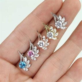 img 2 attached to Elegant MoBody One Pair Cubic Zirconia Angel Wings Surgical Steel Stud Earrings for Girls and Women - Stylish and Durable