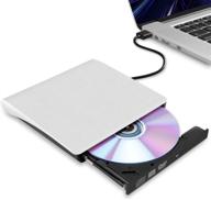 внешний cd/dvd-привод ultra-slim белого цвета для ноутбука, портативный привод с записью usb 3.0, совместимый с mac macbook pro/air, imac, windows xp/vista/7/8/10 логотип