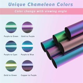 img 2 attached to 👕 Chameleon HTV Heat Transfer Vinyl Bundle - 12x20 Inches, 6 Sheets Color Change Iron On Vinyl, Adhesive Backed PU HTV Vinyl for DIY T-Shirts, Fabrics, Heat Press Machine