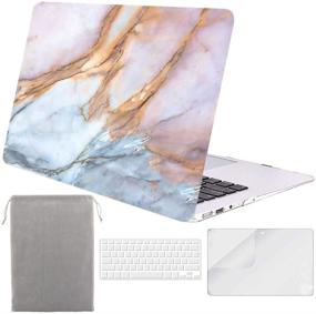 img 4 attached to Sykiila 13 Inch MacBook Air Case for A1369 / A1466 (2010-2017) - 4 in 1 Protective Bundle with Hard Shell Case, HD Screen Protector, TPU Keyboard Cover, Sleeve - Blue Pink Marble