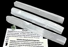 img 4 attached to ✨ Wholesale SELENITE (4) Large Stick Wands - 6-8" long, with FREE Black Tourmaline Crystal and educational ID cards. Ideal for Reiki, Chakra, Healing, Good Luck, and Protection - Best Bulk Deal!