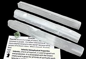 img 1 attached to ✨ Wholesale SELENITE (4) Large Stick Wands - 6-8" long, with FREE Black Tourmaline Crystal and educational ID cards. Ideal for Reiki, Chakra, Healing, Good Luck, and Protection - Best Bulk Deal!