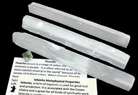 img 2 attached to ✨ Wholesale SELENITE (4) Large Stick Wands - 6-8" long, with FREE Black Tourmaline Crystal and educational ID cards. Ideal for Reiki, Chakra, Healing, Good Luck, and Protection - Best Bulk Deal!