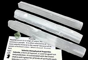 img 3 attached to ✨ Wholesale SELENITE (4) Large Stick Wands - 6-8" long, with FREE Black Tourmaline Crystal and educational ID cards. Ideal for Reiki, Chakra, Healing, Good Luck, and Protection - Best Bulk Deal!