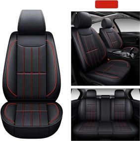 img 4 attached to AOOG Leather Car Seat Covers Interior Accessories in Covers