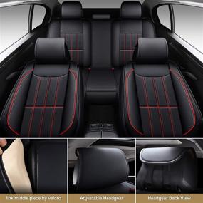 img 1 attached to AOOG Leather Car Seat Covers Interior Accessories in Covers