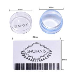 img 1 attached to 💅 Enhance Your Manicure with SHOPANTS 3PCS XL Clear Nail Stamper Kit - Soft, Transparent Silicone Stamper and Scraper Set with Lids for Perfect Nail Art Printing