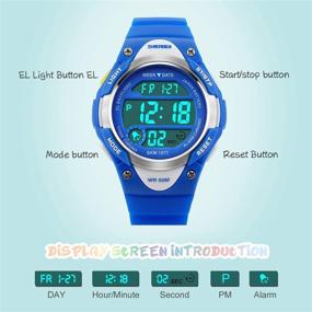 img 2 attached to 👦 Ultimate Kids Sport Digital Watch: Waterproof, LED Alarm, Stopwatch - Boys & Girls Outdoor Electronic Watches