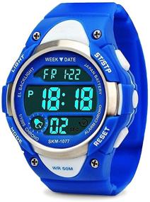 img 4 attached to 👦 Ultimate Kids Sport Digital Watch: Waterproof, LED Alarm, Stopwatch - Boys & Girls Outdoor Electronic Watches