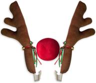 🦌 придайте праздничный настрой своему автомобилю с помощью новогодней украсы на рога швыряющего оленя для машины: ёлочные колокольчики, олень рудольф, красный нос и многое другое! логотип