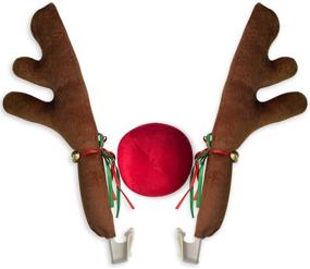img 4 attached to 🦌 Enhance Your Vehicle's Festive Spirit with Car Christmas Reindeer Antler Decorations: Jingle Bells, Rudolph Reindeer, Red Nose, and More!