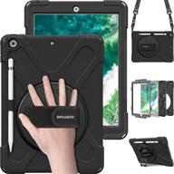 braecn ipad case 6th/5th generation: heavy duty shockproof rugged case with pencil holder, shoulder strap, and rotating hand strap/stand for ipad 9.7 2018/2017 - black (compatible with a1893/a1954/a1822/a1823) logo