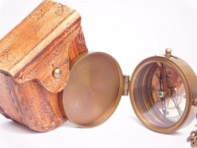 img 2 attached to 🧭 NEOVIVID Engraved Brass Compass with Leather Case and Chain for Growing Old Together, Magnetic Directional Compass