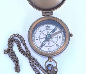 img 1 attached to 🧭 NEOVIVID Engraved Brass Compass with Leather Case and Chain for Growing Old Together, Magnetic Directional Compass