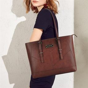 img 3 attached to 17 Inch Large Laptop Tote Bag for Women - Everyday Work School Tote Bag in Coffee Brown