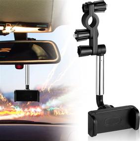 img 4 attached to 📱 Convenient and Versatile 2-Piece Rear View Mirror Car Phone Holders for GPS and Phone Use - 360-Degree Rotatable Universal Holder for 47-71mm Wide Phones (Black)