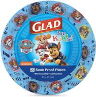 glad for kids paw patrol paper plates – 20 count, 8.5 inches: heavy duty, soak proof & microwavable disposable plates for kids' parties and everyday use logo
