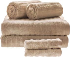 img 4 attached to 🛀 Luxurious iDesign Ribbed Bath Towel Set: Soft 100% Cotton, Absorbent, Machine Washable for Bathroom, Gym, Shower, Tub, Pool - 4-Pack Linen Towels