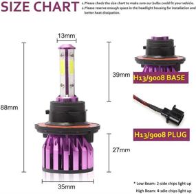 img 3 attached to 🔦 H13 9008 LED Headlights Conversion Kit: 6000K Cool White, 12000LM Brightness, 4-Side COB Chips, Hi/Lo Beam, with Fan - 2PCS