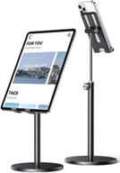 📱 adjustable ipad stand holder - upgraded stable tablet stand, all aluminum alloy, lisen angle height adjustable ipad holder for desk, case friendly, suitable for 4.7"-12.9" phones/ipad/tablets/switches/kindles/e-readers - black logo