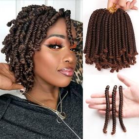 img 4 attached to 🔥 Волосы для крючка Bomb Twist 8 пакетов: короткие предварительно скрученные Passion Twist и 6-дюймовые Spring Twist для черных женщин (#T30)