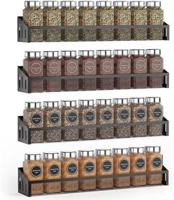 img 4 attached to 🌶️ Maximize Kitchen Storage with Auledio 4 Pack Spice Rack Jars – Counter-top or Wall Mount Organizer, Black
