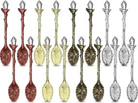 img 4 attached to 🥄 Retro Spoon Set: Crystal Alloy Vintage Carved Coffee Spoons for Cafe Tableware (16 Pieces)