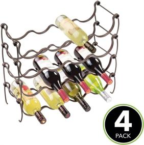 img 3 attached to mDesign Bronze Metal Wire Wine Rack and Water Bottle Storage Organizer Holder - Kitchen Countertops, Pantry, Fridge - Freestanding and Stackable - Each Holds 4 Bottles - Pack of 4