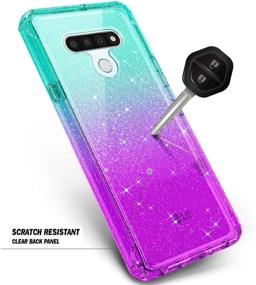 img 1 attached to 📱 Glitter Aqua/Purple NZND Case for LG Stylo 6 with Built-in Screen Protector - Full-Body Protective Shockproof Rugged Bumper Cover for Impact Resistance and Durability