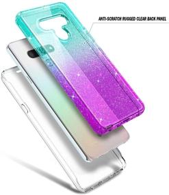 img 2 attached to 📱 Glitter Aqua/Purple NZND Case for LG Stylo 6 with Built-in Screen Protector - Full-Body Protective Shockproof Rugged Bumper Cover for Impact Resistance and Durability