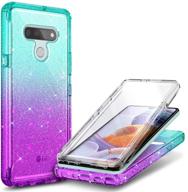 📱 glitter aqua/purple nznd case for lg stylo 6 with built-in screen protector - full-body protective shockproof rugged bumper cover for impact resistance and durability logo