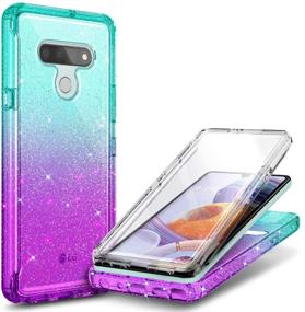 img 4 attached to 📱 Glitter Aqua/Purple NZND Case for LG Stylo 6 with Built-in Screen Protector - Full-Body Protective Shockproof Rugged Bumper Cover for Impact Resistance and Durability