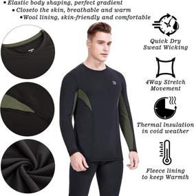 img 3 attached to 👕 DIKAMEN Men's Fleece Lined Thermal Underwear Set - Performance Fleece for Tactical Sports and Shapewear