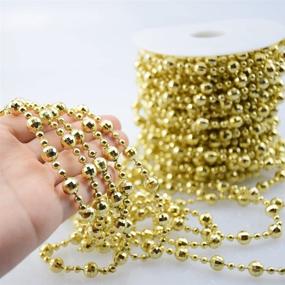 img 1 attached to BoJia Gold Beaded Garland, 50ft Pearl Bead Roll String ABS Crystal Strand for Christmas, Valentine's Day, Exhibition, Wedding, Clothing, Costume, DIY Decoration (Gold)