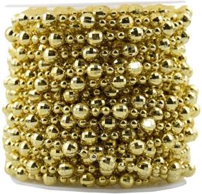 img 4 attached to BoJia Gold Beaded Garland, 50ft Pearl Bead Roll String ABS Crystal Strand for Christmas, Valentine's Day, Exhibition, Wedding, Clothing, Costume, DIY Decoration (Gold)