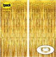 🎉 premium gold foil fringe curtains 3.2ft x 9.8ft (value pack of 2) for bachelorette parties, birthdays, graduations, and events - perfect decoration supplies, photo backdrop, and christmas party decor logo