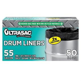 img 4 attached to Ultrasac Heavy Duty 55 Gallon Trash Bags - Large 50 Pack with Ties - Industrial Strength Plastic Drum Liners 38 x 58 - Professional Black Garbage Bags for Construction, Contractors