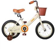 joystar vintage kids bike: 12, 14 & 16 inch with basket & training wheels for 2-7 year old boys & girls (green, ivory & pink) logo