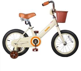 img 4 attached to JOYSTAR Vintage Kids Bike: 12, 14 & 16 Inch with Basket & Training Wheels for 2-7 Year Old Boys & Girls (Green, Ivory & Pink)