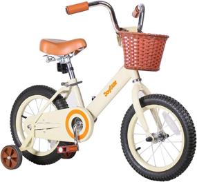 img 3 attached to JOYSTAR Vintage Kids Bike: 12, 14 & 16 Inch with Basket & Training Wheels for 2-7 Year Old Boys & Girls (Green, Ivory & Pink)