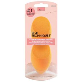 img 4 attached to 🧽 Real Techniques Makeup Blender Sponge Set - Miracle Complexion Sponge for Flawless Foundation Blending - Pack of 2 Beauty Sponges