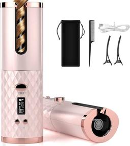 img 4 attached to Cordless Portable Curling Wand - Auto Curling Iron with 6 Temp & Timer, Anti-Tangle & De-Scald Feature, Fast Heating 5000mAh USB Rechargeable Hair Curler, Ion Ceramic Barrel, Dual Voltage, Auto Shut Off