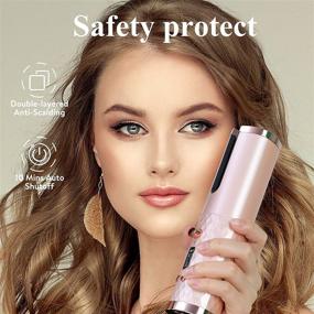 img 3 attached to Cordless Portable Curling Wand - Auto Curling Iron with 6 Temp & Timer, Anti-Tangle & De-Scald Feature, Fast Heating 5000mAh USB Rechargeable Hair Curler, Ion Ceramic Barrel, Dual Voltage, Auto Shut Off