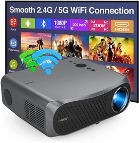 img 4 attached to 📽️ 5G WiFi Projector 7200Lm | 4K & Bluetooth Support | 1080P Full HD | Outdoor Movie | Android OS HDMI USB VGA AV | Dual Speaker | Zoom & 4D Keystone Compatible with Phone PC DVD Fire Stick Blu-ray
