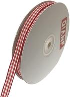 red gingham woven edge ribbon - 3/8 🎀 inch width, checkered craft, 50 yards long per spool logo