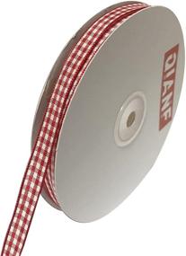 img 2 attached to Red Gingham Woven Edge Ribbon - 3/8 🎀 Inch Width, Checkered Craft, 50 Yards Long Per Spool