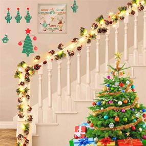 img 2 attached to 🌲 MAOYUE 9.18Ft 30 LED Pre-lit Christmas Garland with Lights, Battery Operated Pine Cone, Berry, and Pine Needle Decorations for Indoor New Year Wedding Party