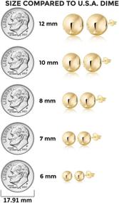 img 3 attached to 💫 Exquisite Gold High Polished Shiny Round Ball Post Stud Earrings: Elevating Your Style