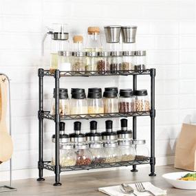 img 3 attached to 📦 SONGMICS Adjustable Standing Shelf Unit with PP Sheets, 3-Tier Storage Shelving Rack for Kitchen, Black ULGR025B01